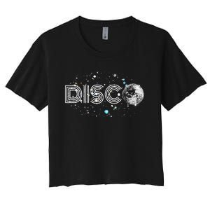 Black And White Disco Ball Club Retro Women's Crop Top Tee