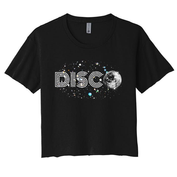 Black And White Disco Ball Club Retro Women's Crop Top Tee