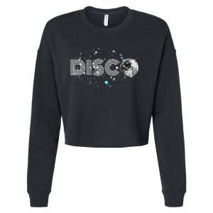 Black And White Disco Ball Club Retro Cropped Pullover Crew