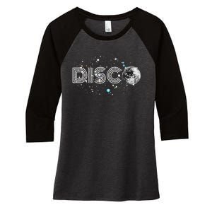 Black And White Disco Ball Club Retro Women's Tri-Blend 3/4-Sleeve Raglan Shirt