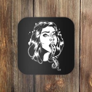 Black And White Tentacle Girl Octopus Coaster