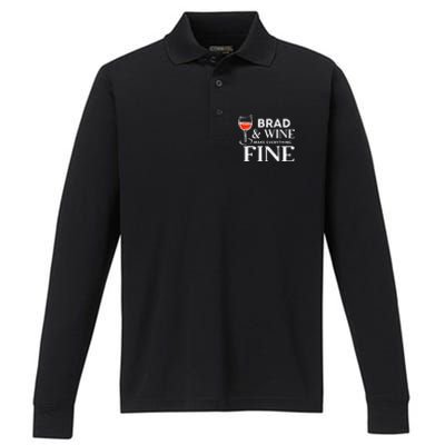 BRAD And Wine Make Everything Fine Name BRADS Performance Long Sleeve Polo