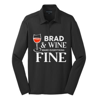 BRAD And Wine Make Everything Fine Name BRADS Silk Touch Performance Long Sleeve Polo