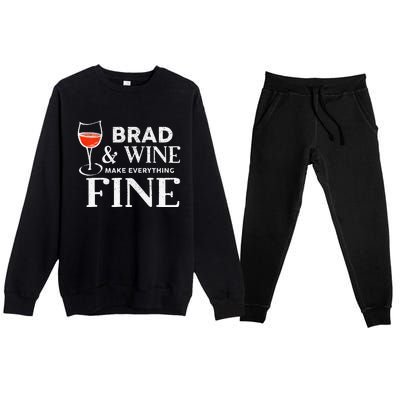 BRAD And Wine Make Everything Fine Name BRADS Premium Crewneck Sweatsuit Set