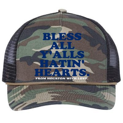 Bless All YAlls Hatin Hearts Classic Hate Us Houston Retro Rope Trucker Hat Cap