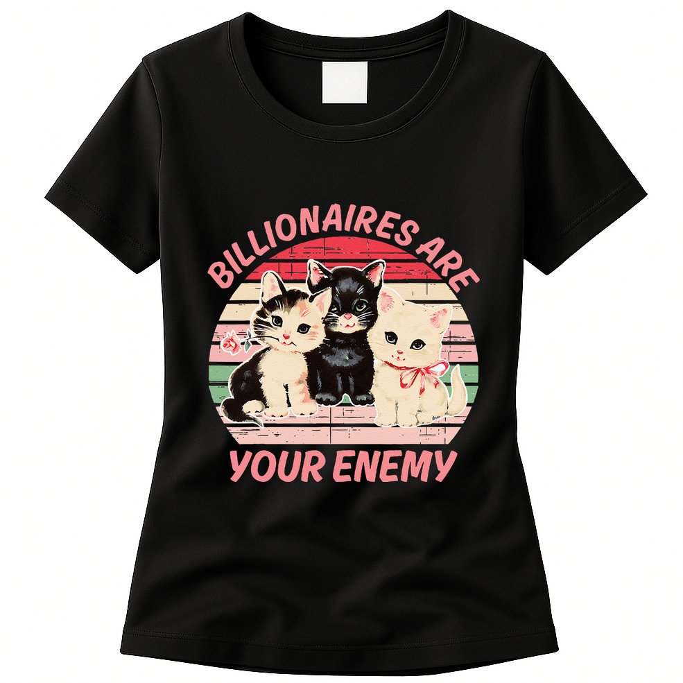 Billionaires Are Your Enemy Cat Vintage Womens T-Shirt