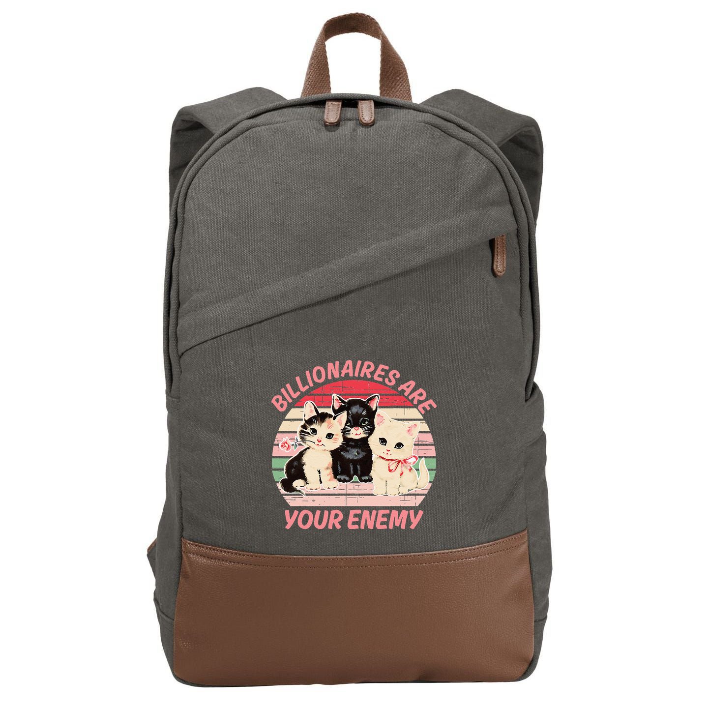 Billionaires Are Your Enemy Cat Vintage Cotton Canvas Backpack