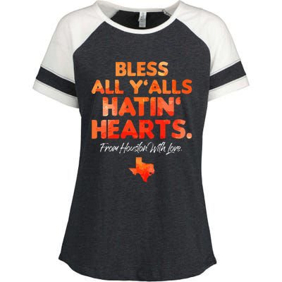 Bless All Y'alls Hatin' Hearts Houston With Love  Enza Ladies Jersey Colorblock Tee