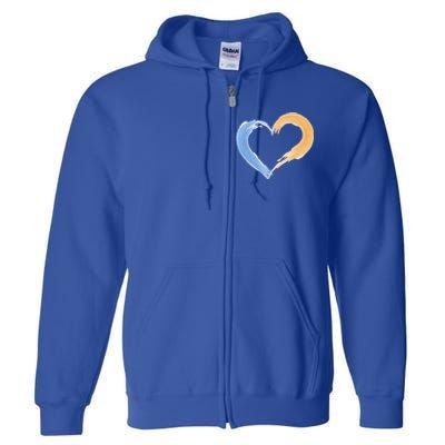 Blue And Yellow Heart Gift Full Zip Hoodie