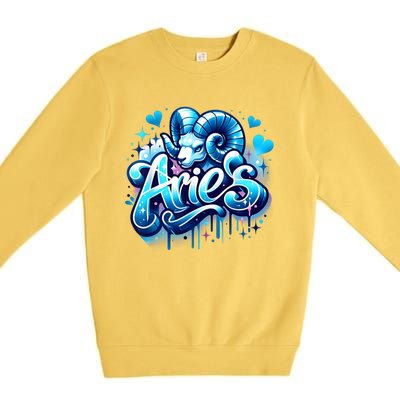 Blue Aries Zodiac Star Sign Premium Crewneck Sweatshirt