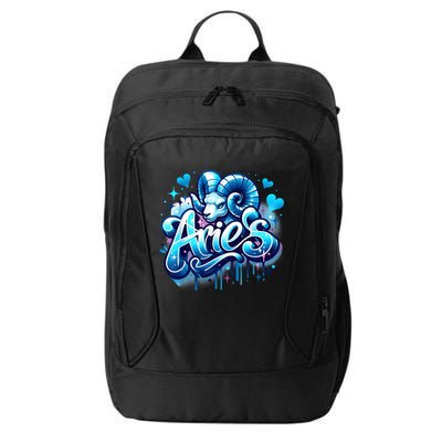 Blue Aries Zodiac Star Sign City Backpack