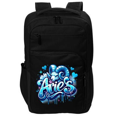 Blue Aries Zodiac Star Sign Impact Tech Backpack