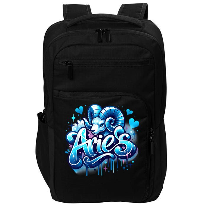 Blue Aries Zodiac Star Sign Impact Tech Backpack