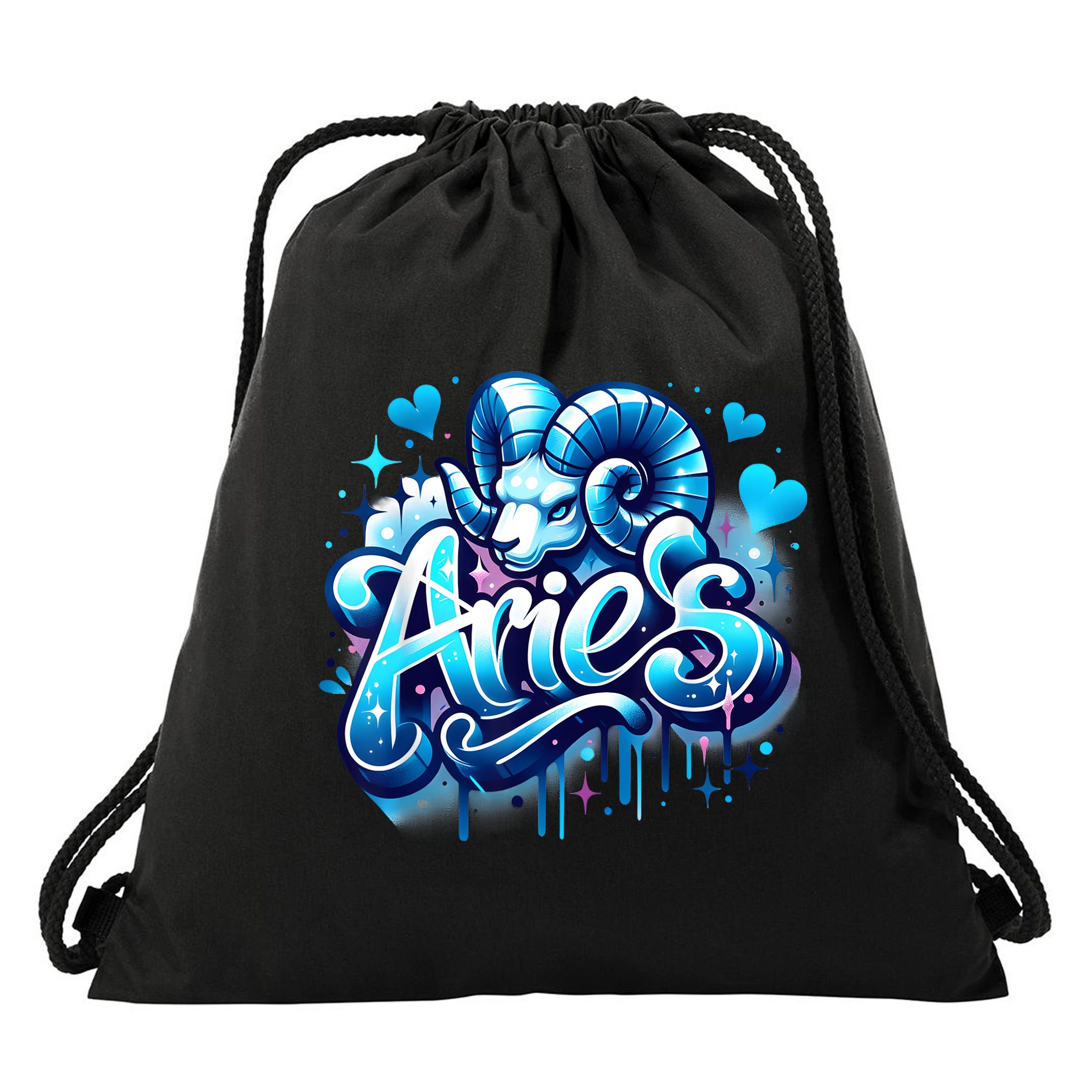 Blue Aries Zodiac Star Sign Drawstring Bag