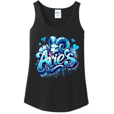 Blue Aries Zodiac Star Sign Ladies Essential Tank