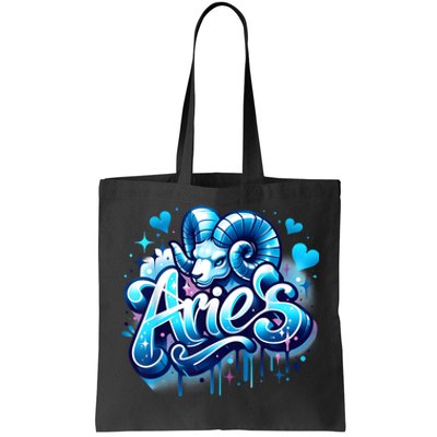 Blue Aries Zodiac Star Sign Tote Bag