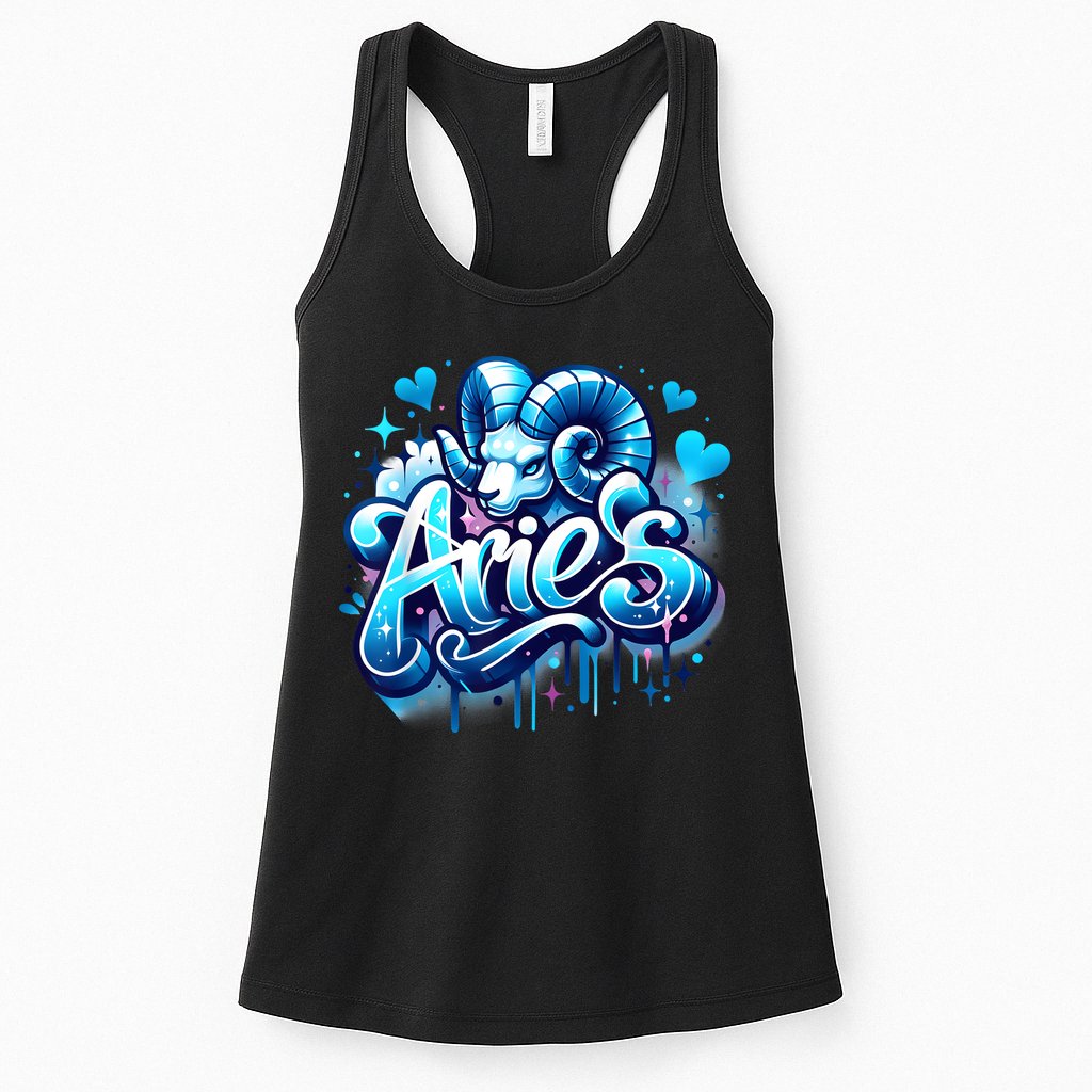 Blue Aries Zodiac Star Sign Womens Tank Top