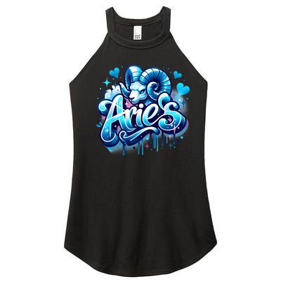 Blue Aries Zodiac Star Sign Women’s Perfect Tri Rocker Tank