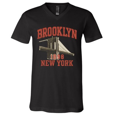 Brooklyn Bridge 1996 New York V-Neck T-Shirt