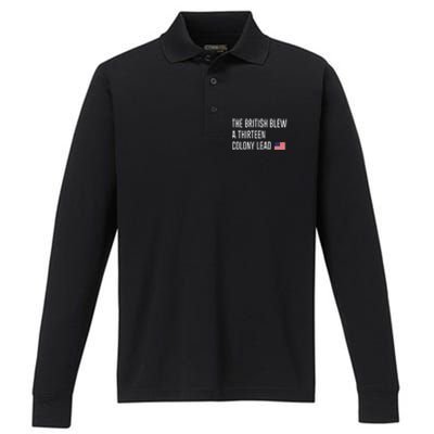 British Blew 13 Colony Lead American Patriot Baseball Performance Long Sleeve Polo