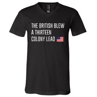 British Blew 13 Colony Lead American Patriot Baseball V-Neck T-Shirt