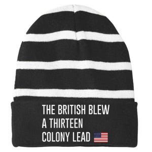 British Blew 13 Colony Lead American Patriot Baseball Striped Beanie with Solid Band