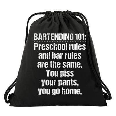 Bartender Bartending 101 Preschool Bar Rules White Drawstring Bag