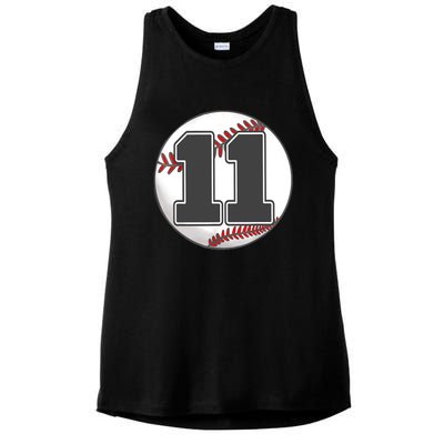 Birthday Boy 11 Baseball 11th Birthday Baseball Player Ladies PosiCharge Tri-Blend Wicking Tank