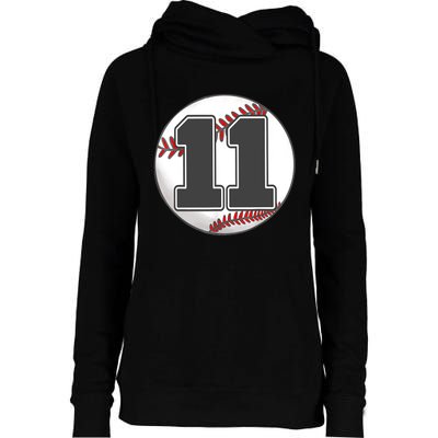 Birthday Boy 11 Baseball 11th Birthday Baseball Player Womens Funnel Neck Pullover Hood