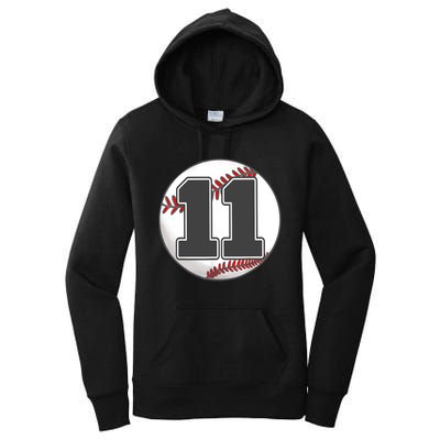 Birthday Boy 11 Baseball 11th Birthday Baseball Player Women's Pullover Hoodie