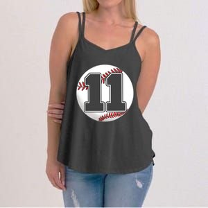 Birthday Boy 11 Baseball 11th Birthday Baseball Player Women's Strappy Tank