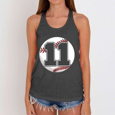 Birthday Boy 11 Baseball 11th Birthday Baseball Player Women's Knotted Racerback Tank