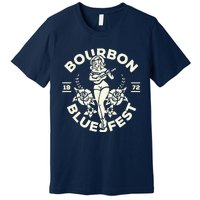 Bourbon Bluesfest 1972: Vintage Pinup Girl Playing Guitar Premium T-Shirt