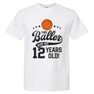 Basketball Birthday 12 Years Basketball Themed Party Garment-Dyed Heavyweight T-Shirt