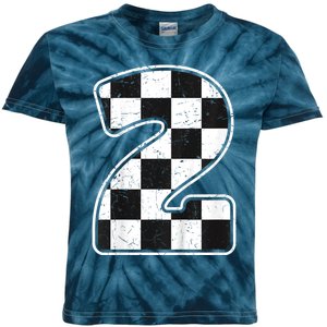 Birthday Boy 2 Two Race Car 2nd Birthday Racing Car Flag Kids Tie-Dye T-Shirt