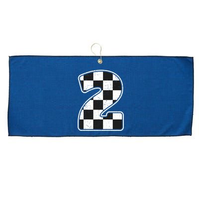 Birthday Boy 2 Two Race Car 2nd Birthday Racing Car Flag Large Microfiber Waffle Golf Towel