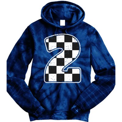 Birthday Boy 2 Two Race Car 2nd Birthday Racing Car Flag Tie Dye Hoodie