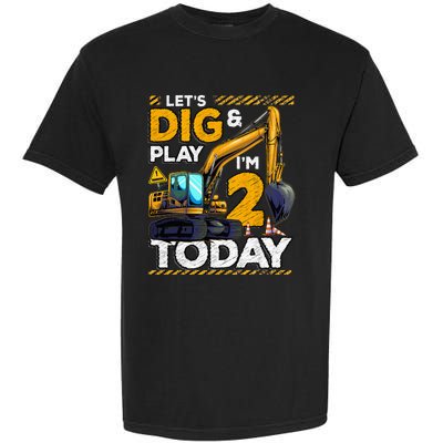 Birthday Boy 2 Construction 2nd Birthday Excavator Birthday Garment-Dyed Heavyweight T-Shirt