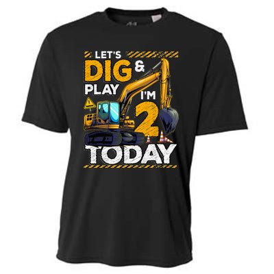 Birthday Boy 2 Construction 2nd Birthday Excavator Birthday Cooling Performance Crew T-Shirt