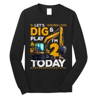 Birthday Boy 2 Construction 2nd Birthday Excavator Birthday Long Sleeve Shirt