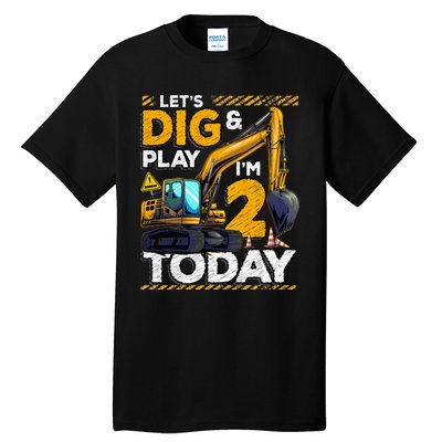 Birthday Boy 2 Construction 2nd Birthday Excavator Birthday Tall T-Shirt