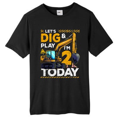 Birthday Boy 2 Construction 2nd Birthday Excavator Birthday Tall Fusion ChromaSoft Performance T-Shirt