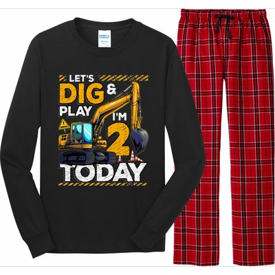 Birthday Boy 2 Construction 2nd Birthday Excavator Birthday Long Sleeve Pajama Set