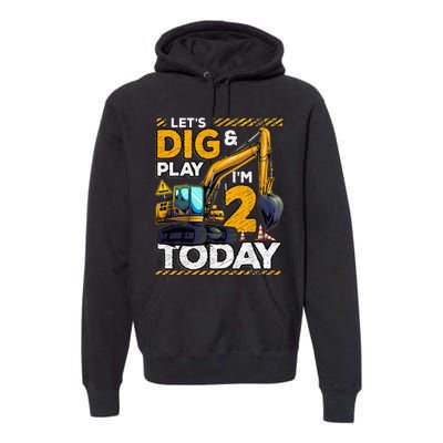 Birthday Boy 2 Construction 2nd Birthday Excavator Birthday Premium Hoodie