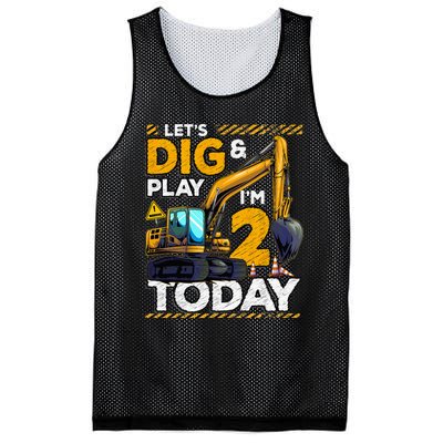 Birthday Boy 2 Construction 2nd Birthday Excavator Birthday Mesh Reversible Basketball Jersey Tank