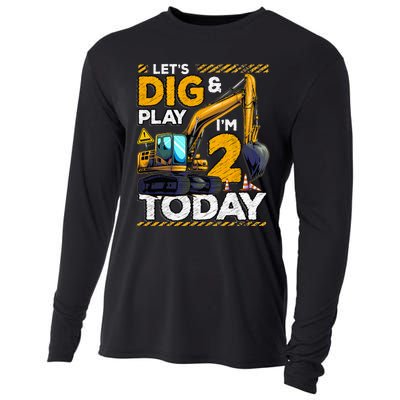 Birthday Boy 2 Construction 2nd Birthday Excavator Birthday Cooling Performance Long Sleeve Crew