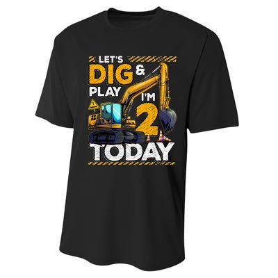 Birthday Boy 2 Construction 2nd Birthday Excavator Birthday Performance Sprint T-Shirt