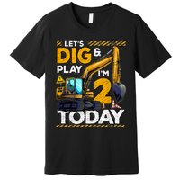 Birthday Boy 2 Construction 2nd Birthday Excavator Birthday Premium T-Shirt