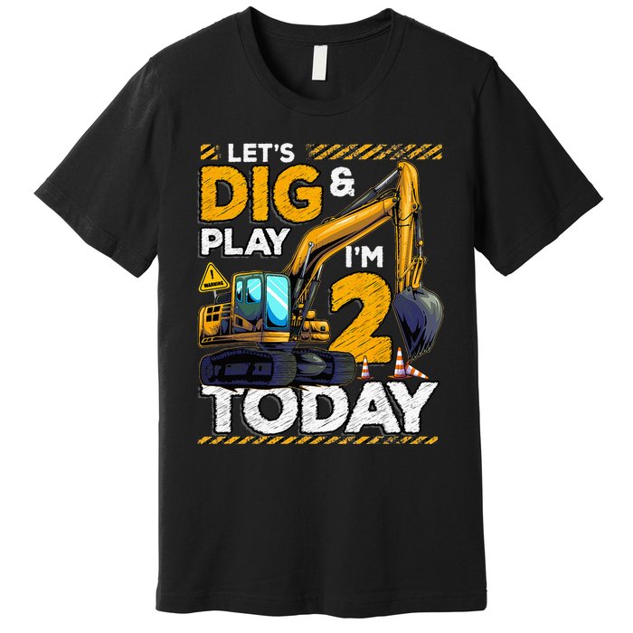 Birthday Boy 2 Construction 2nd Birthday Excavator Birthday Premium T-Shirt