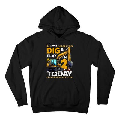 Birthday Boy 2 Construction 2nd Birthday Excavator Birthday Tall Hoodie